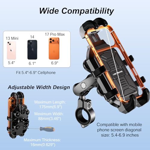 LOKTENWO Anti-Theft Motorcycle Phone Mount Holder with Vibration Dampener