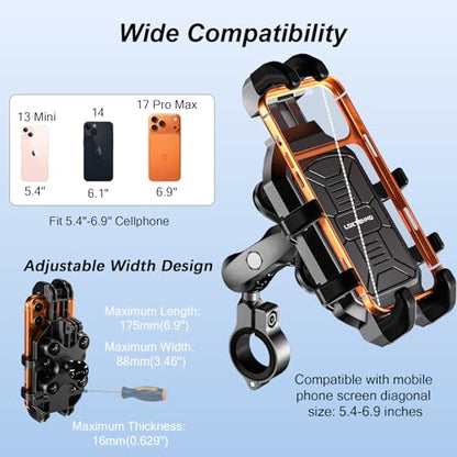 LOKTENWO Anti-Theft Motorcycle Phone Mount Holder with Vibration Dampener