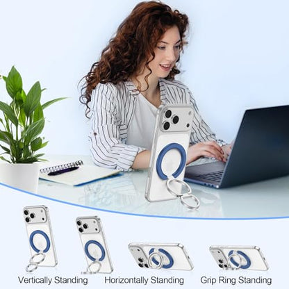 Magnetic Ring Holder for MagSafe Dual-Side Magnets Removable Gym Phone Grip - color: blue