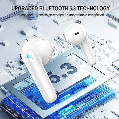 Wireless Earbuds, Bluetooth 5.4 Headphones, 50H Playtime in Ear Earphones - color: White