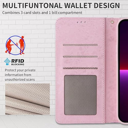 UEEBAI Wallet Case for Samsung Galaxy A15 4G/5G, PU Leather Phone Case Kickstand RFID Blocking Flip Case Card Slots Wrist Strap Relief Engraved Pattern Magnetic Closure Folio Case - Pansy - color: Pansy, size: Samsung Galaxy A15 4G/5G