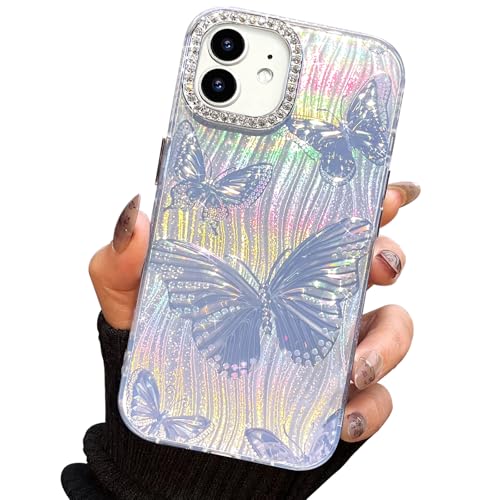I-MGAE-IN-AR Compact Case for iPhone 11 Butterfly Design,3D Diamond Camera Lens Protection Frame,Cute Soft Slim TPU Shockproof Protective Phone Cases Cover for Women Girls Aesthetic Silver - color: Silver, size: iPhone 11