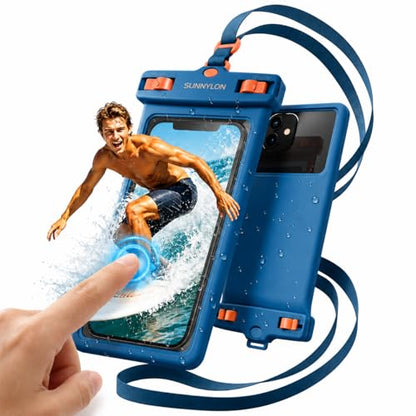3D Waterproof Phone Pouch Case,IPX8 100FT Underwater Cell Phone Dry Bag,Soft TPU Sensitive Touch Screen Protector with Lanyard,Fits iPhone 17-11 Pro Max Plus,Galaxy S25,for Fishing Pool River(Blue) - color: 1-pack Blue