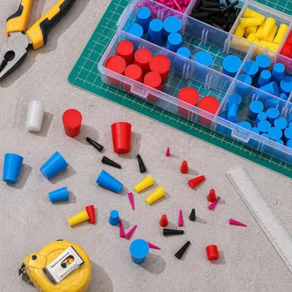 260 Pcs Silicone Rubber Plugs, 9-Sizes, 1/15" to 1", Suitable for Powder Coating Kits, Electroplating and Hydraulic Port Protection. (260)