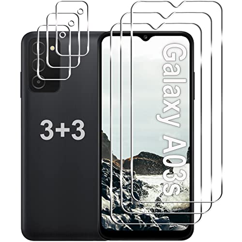 3+3 Pack for Samsung Galaxy A03s Screen Protector + Camera Lens Protector