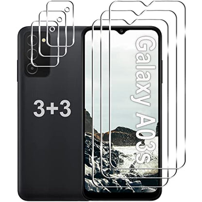 3+3 Pack for Samsung Galaxy A03s Screen Protector + Camera Lens Protector