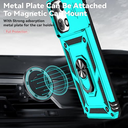 for Motorola Moto G 2025 / Moto G 2026 / Moto G Play 2026 Case, with Slide Camera Cover Screen Protector Ring Holder Kickstand Military Grade Protection 15ft Drop Tested Protective Phone Case (Mint) - color: Mint with camera cover Military-Grade 2nd gen