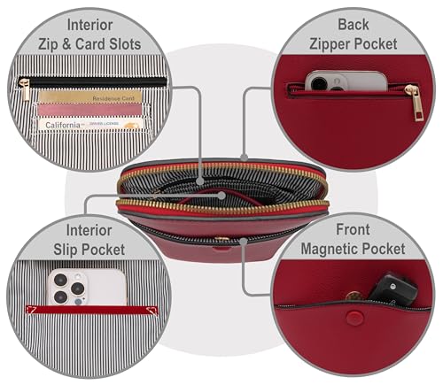 Small Crossbody Bag with Gold Hardware, Mini Shoulder Purse with Adjustable Strap - color: Red