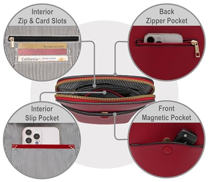 Small Crossbody Bag with Gold Hardware, Mini Shoulder Purse with Adjustable Strap - color: Red