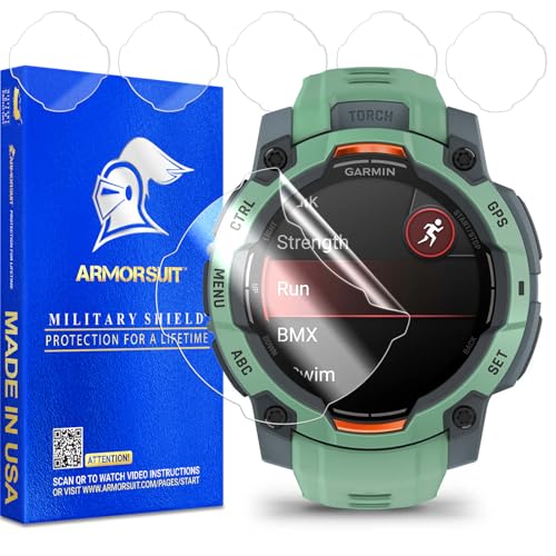 ArmorSuit 6 Pack for Garmin Instinct 3 45mm AMOLED/Solar Screen Protector MilitaryShield HD Clear TPU Film - Made in USA - size: Instinct 3 (45mm)
