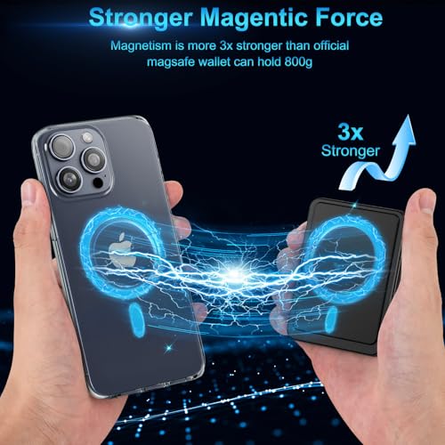 Magnetic Wallet with RFID Blocking - for MagSafe Phone Wallet for Mens Women, Heavy Duty | Scratch-Resistant | Hold 7 Cards, Stronger Magnetic Card Holder for iPhone 17/16/15/14/13/12 Black