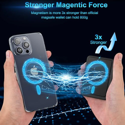 Magnetic Wallet with RFID Blocking - for MagSafe Phone Wallet for Mens Women, Heavy Duty | Scratch-Resistant | Hold 7 Cards, Stronger Magnetic Card Holder for iPhone 17/16/15/14/13/12 Black