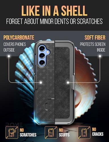 Designed for Samsung Galaxy A15 5G Case with Belt Clip Holster | Rugged Holster & Protective Phone Case Combo with Anti-Slip Texture - Black - style: Galaxy A15