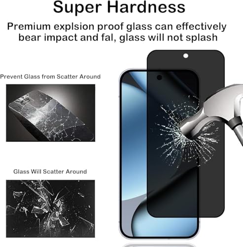 CJY For Google Pixel 10 Pro XL Privacy Screen Protector, 2+2 Pack Tempered Glass with Camera Lens Protector, 3D Curved HD Clear, Case Friendly, 9H Scratch Resistant, Fingerprint Unlock Compatible - color: Google Pixel 10 Pro XL Privacy