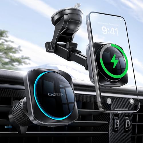 Chgeek for Magsafe Car Mount Charger, 15W Fast Charging Car Phone Holder