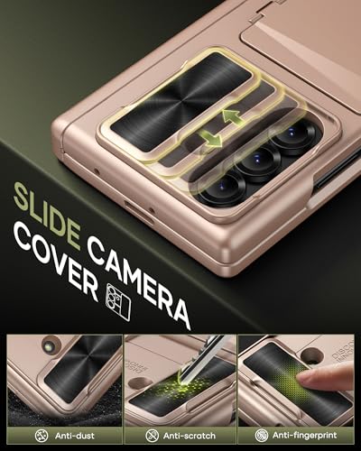 for Samsung Galaxy Z Fold 7 Case, Stand & Card Holder, Rose Gold - color: Rose Gold-Z