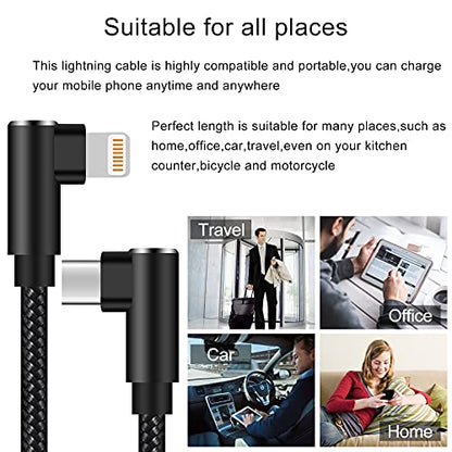 USB C to Lightning Cable 1ft MFi Certified 90 Degree iPhone Charger 3 Pack - size: 1FT