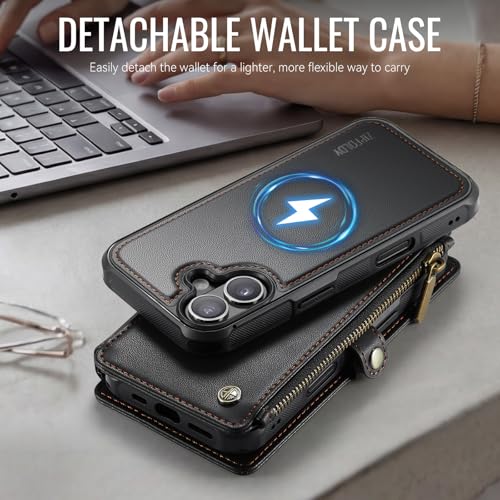 for iPhone 17 - Phone Case Wallet Magnetic Detachable, Black - color: Black, size: iPhone 17