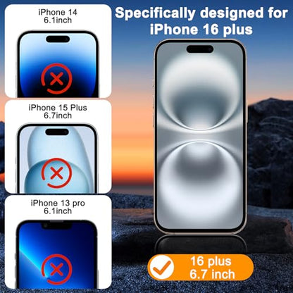 SIBEITU Screen Protector for iPhone 16 Plus 6.7 Inch Tempered Glass | 3 Pack Screen + 3 Pack Camera Lens Protector, HD Clear 9H Hardness, Scratch Resistant, Sensor Protection, Case Friendly - size: iPhone 16 Plus 6.7"