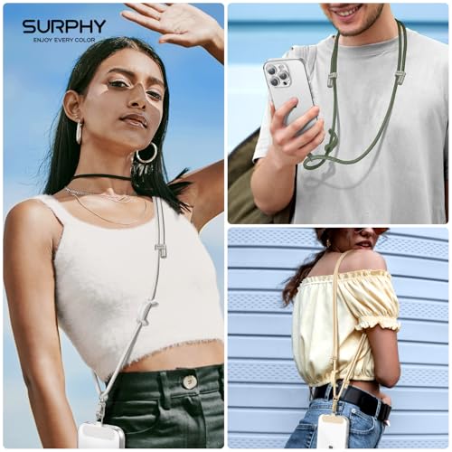 SURPHY Phone Lanyard Crossbody, Phone Strap Crossbody with 2 Tether Tabs - color: Army Green