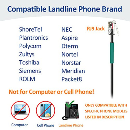 Wantek Corded Telephone Headset Mono w/Noise Canceling Mic for ShoreTel Plantronics Polycom Zultys Toshiba NEC Aspire Dterm Nortel Norstar Meridian Siemens ROLM Packet8 Landline Deskphones(F600S2)