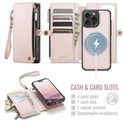 for iPhone 16 Pro - Phone Case Wallet Magnetic, Champagne Gold - color: Champagne Gold, size: iPhone 16 Pro