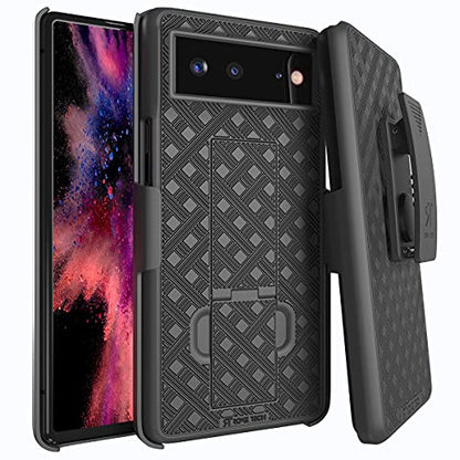 Designed for Google Pixel 6 Case with Belt Clip Holster | Rugged Holster & Protective Phone Case Combo with Anti-Slip Texture - Black - size: Pixel 6