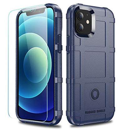 Rugged Shield TPU Thick Solid Armor Tactical Protective Case Compatible with iPhone 12 Mini (5.4 inches) - Navy Blue - color: Navy Blue, size: iPhone 12 mini