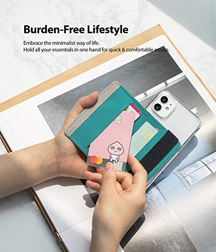 Ringke Flip Card Holder with Elastic Hand Strap Slim Soft Band Grip Fashion Multi-Card Slot 3M Stick-On Wallet Credit Card Cash Mini Pouch Attachment Compatible with Most Smartphones - Pink - color: 1-Band Pink