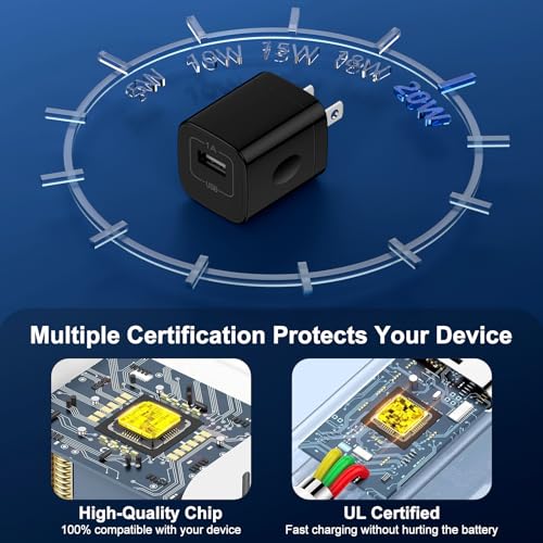 USB Charger Block,5V 1A Power Adapter Fast Charging Cube Box USB A Plug - color: Black