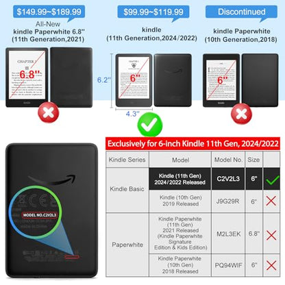CoBak Magnetic Case for All New 6 Inch E-Reader 2024 and 2022 (11 Generation) -Compatible with PopSockets/UGREEN/Anker Magnetic Grip and Stand, Auto Sleep and Wake, Premium Protective Case, Black