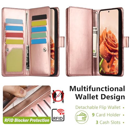 Varikke for Samsung Galaxy S25 Wallet Case Magnetic Detachable, Rose Gold - color: Rose Gold, size: Galaxy S25 6.2"