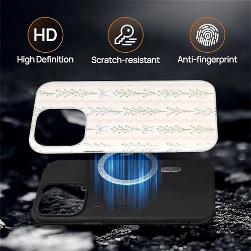 Magnetic for iPhone 15 Pro Case,[Compatible with Magsafe] Dual Layer Protective Heavy Duty Shockproof Rugged Drop Protection Bumper Hybrid Case - Blue Bow Stripes - color: Blue Bow Stripes, size: iPhone 15 Pro