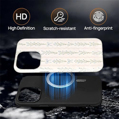 Magnetic for iPhone 15 Pro Case,[Compatible with Magsafe] Dual Layer Protective Heavy Duty Shockproof Rugged Drop Protection Bumper Hybrid Case - Blue Bow Stripes - color: Blue Bow Stripes, size: iPhone 15 Pro