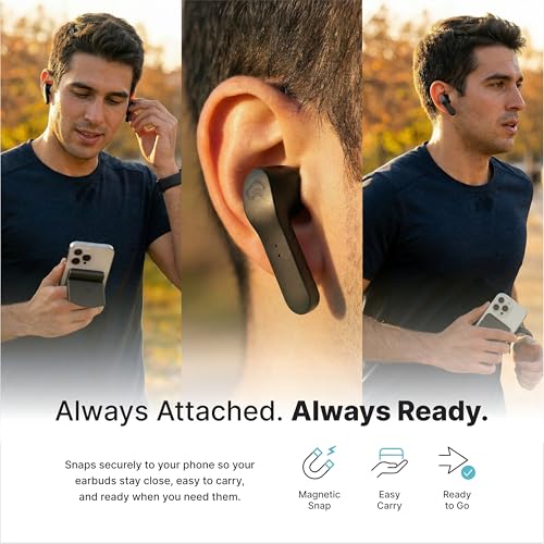 Magnetic Wireless Earbuds, Sticks to MagSafe iPhone, ANC, Black - color: Black Pearl