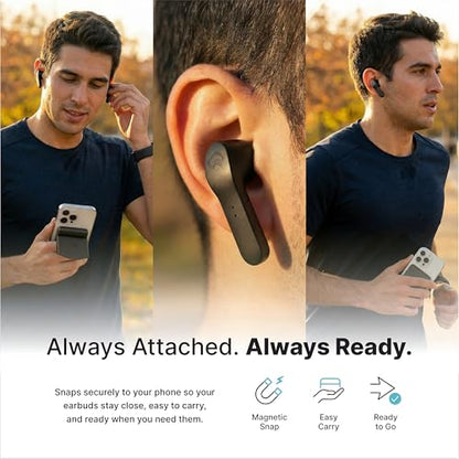 Magnetic Wireless Earbuds, Sticks to MagSafe iPhone, ANC, Black - color: Black Pearl