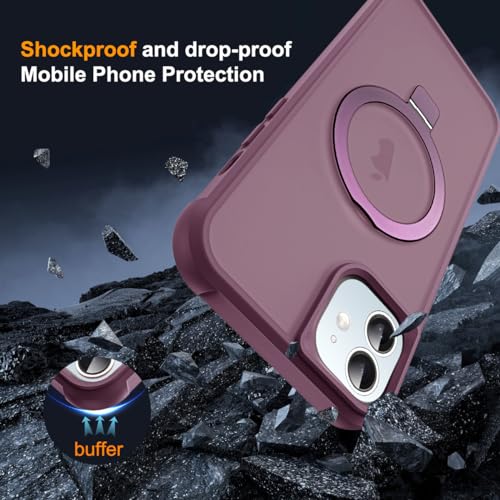 SKYLMW Compatible with iPhone 11 Case with Stand,Wine Red | iPhone 11 Phone Case 6.1",Magnetic Ring Stand,Compatible with MagSafe,Military-Grade Protection,Great Grip Feeling - color: Wine Red, size: Iphone 11