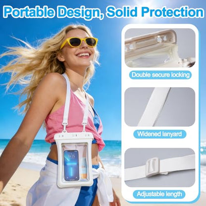 2 Pcs Floating Waterproof Phone Pouch Up to 10", IPX8 Cell Phone Dry Bag for iPhone 17 16 15 Pro Max Galaxy S25 S24 S23 Ultra, Adjustable Widening Lanyard, Beach Cruise Travel Essentials