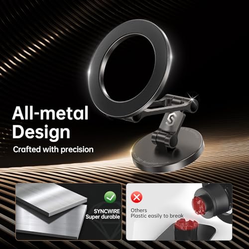 Syncwire Fits MagSafe Car Mount Magnetic Phone Holder for Dash and Tesla - color: Titanium Black