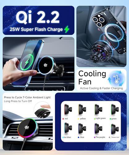 Qi2.2 25W Dual MagSafe Cup Holder Car Charger for iPhone 12–18 series - color: Magsafe & Charger