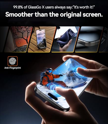 TORRAS Military-Grade Shatterproof for iPhone 16 Pro Max Screen Protector [9H+ Aerospace Tempered Glass＆ One-Step Installation] Full Coverage Fit Bubble Free Top-Notch Protection, 2 Pack, GlassGo X - size: iPhone 16 Pro Max（6.9 inch）