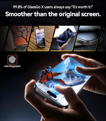 TORRAS Military-Grade Shatterproof for iPhone 16 Pro Max Screen Protector [9H+ Aerospace Tempered Glass＆ One-Step Installation] Full Coverage Fit Bubble Free Top-Notch Protection, 2 Pack, GlassGo X - size: iPhone 16 Pro Max（6.9 inch）