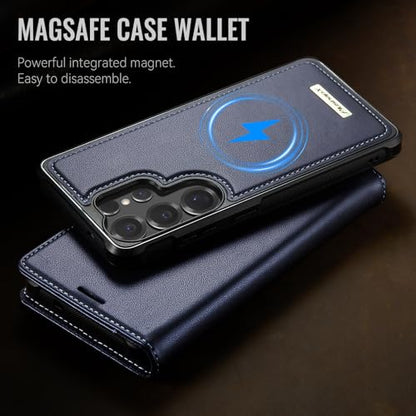 for Samsung Galaxy S25 Ultra 2in1 Detachable Wallet Case, Deepblue | Compatible with Magsafe, Magnetic, RFID Blocking Card Holder, Shockproof, Kickstand, Wireless Charging, PU Leather Flip Cover - color: Deep Blue, size: Galaxy S25 Ultra - 6.9"
