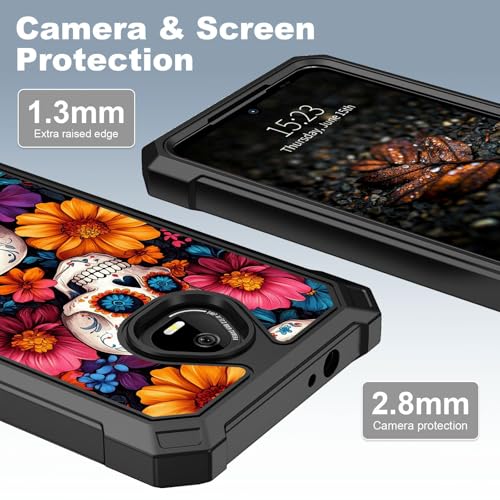 for Schok Volt Sv67q Sv67332 Case with Screen Protector, Military Grade Drop Protection, Dual Layer Hybrid Shockproof Protection TPU Phone Case for Schok Volt Sv67q, Sugar Skulls - color: Sugar Skulls