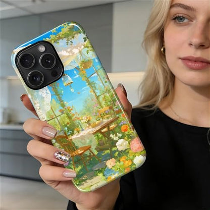 Case for iPhone 15 Pro Max, Shockproof Hybrid Protective Phone Case, Dual-Layer Drop Protection Anti-Scratch, Sunny Garden - color: Sunny Garden, size: iPhone 15 Pro Max