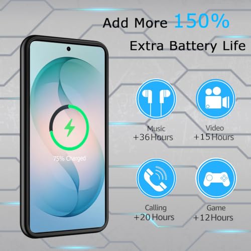 Battery Case for Galaxy S26,Upgraded 10000mAh Rechargeable Portable Extended Battery Pack Supported Qi Wireless Charging Case Compatible with Galaxy S26(6.3 inches) Charging Case-Black - size: Galaxy S26