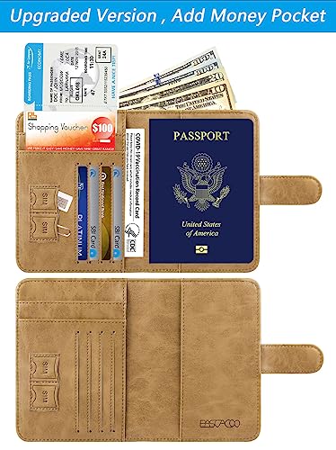 Passport Holder Cover Wallet RFID Blocking, Travel Essentials | Leather Card Case, Travel Accessories for Women Men, Brown - color: Brown