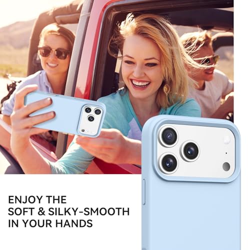 GUAGUA Compatible with iPhone 17 Pro Max Case 6.9 Inch Liquid Silicone Soft Gel Slim Thin Microfiber Lining Cushion Texture Cover Shockproof Protective Phone Case for iPhone 17 Pro Max, Light Blue - color: Light Blue, size: iPhone 17 Pro Max