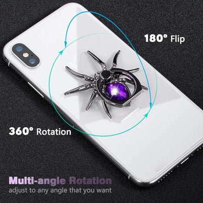 Spider Ring Holder Stand for Mobile, Tablets, 360 Degree Rotation Universal Finger Kickstand with Polished Metal Phone Grip for Cell Phone (Purple) - color: Purple