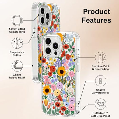 MOSNOVO Case for iPhone 13 Pro, [Compatible with Magsafe] [Buffertech 6.6ft Military-Grade Drop Protection] [Anti Peel Off Tech] Clear Phone Case Design - Blossom & Bloom - color: Blossom & Bloom, size: iPhone 13 Pro